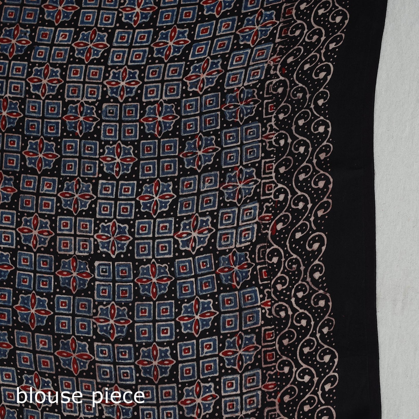 Natural Dyed Hand Block Print Dola Silk Ajrakh Saree 05