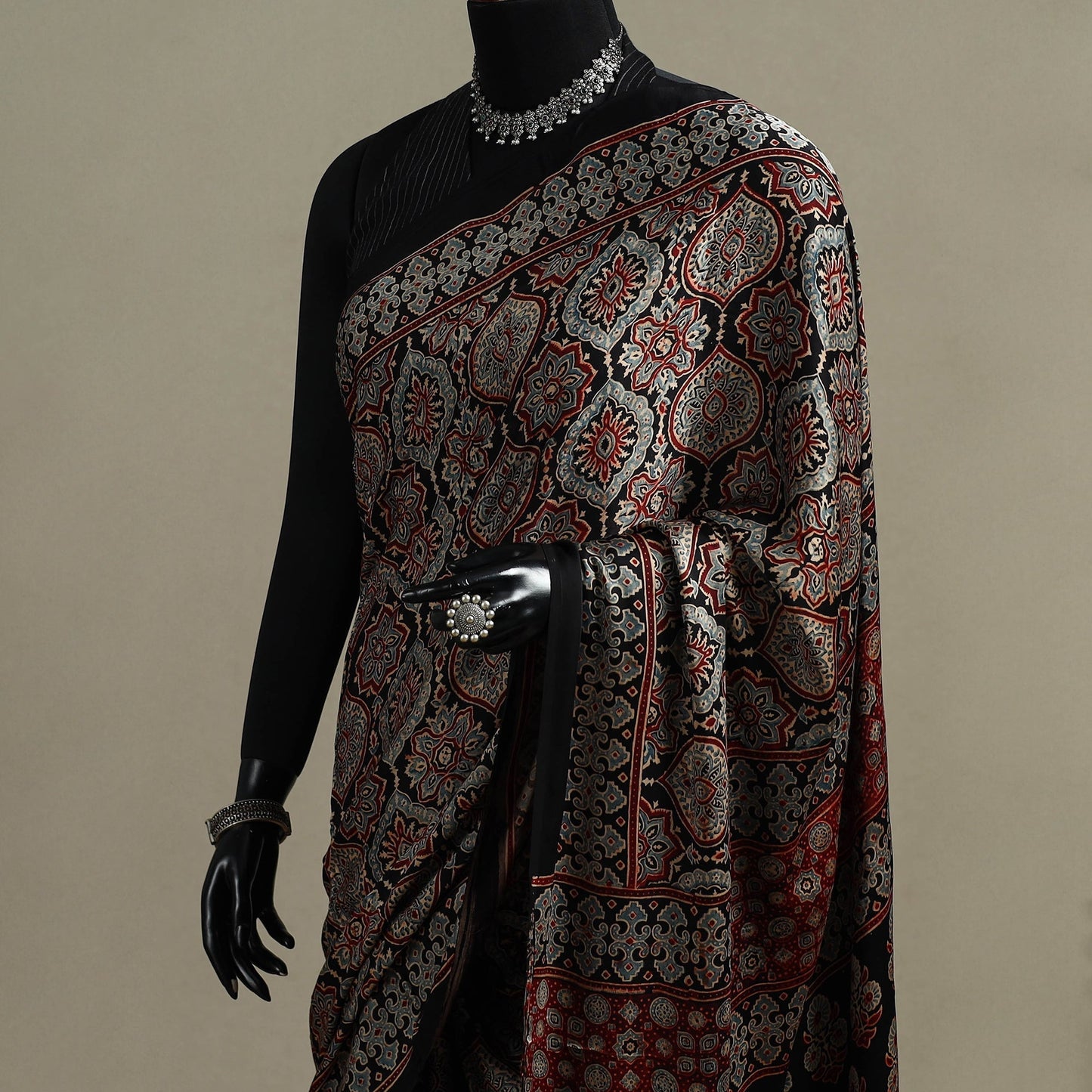 Natural dyed hand modal silk saree with tassels 10