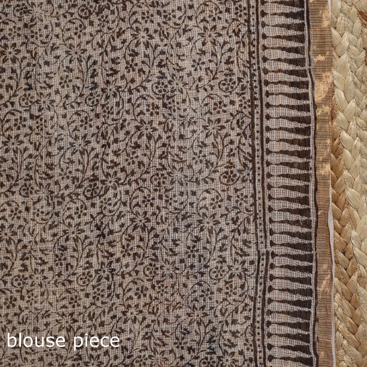 Natural dyed kota doria cotton hand block bagh print saree