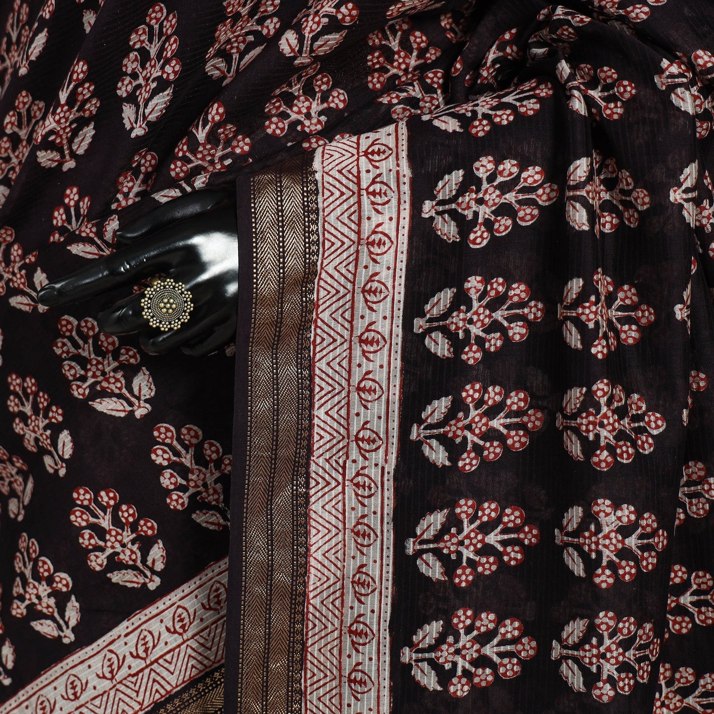 Natural Dyed Maheshwari Silk Bagh Print Saree