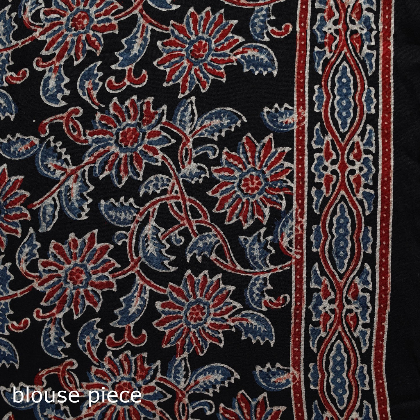 Natural dyed modal silk kutch hand block print ajrakh saree