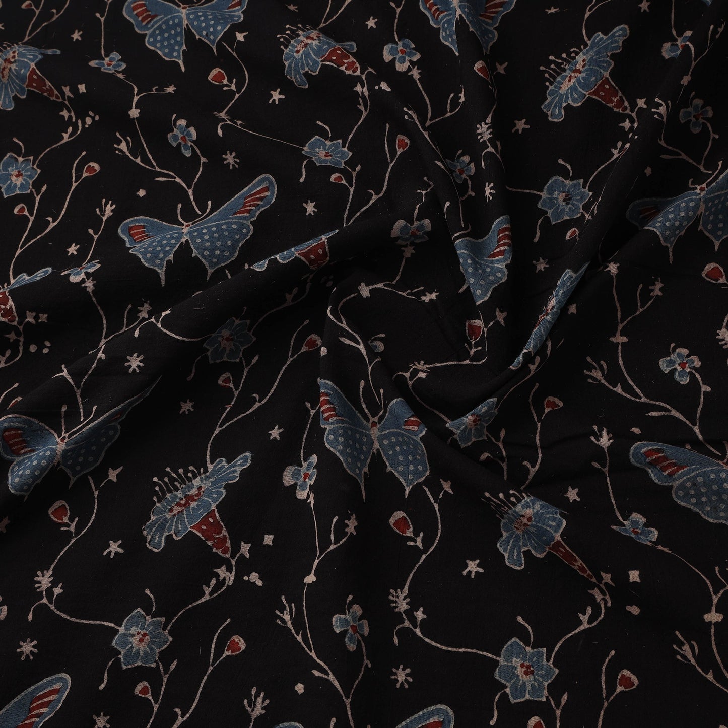 Natural dyed pure mul cotton hand block ajrakh print fabric
