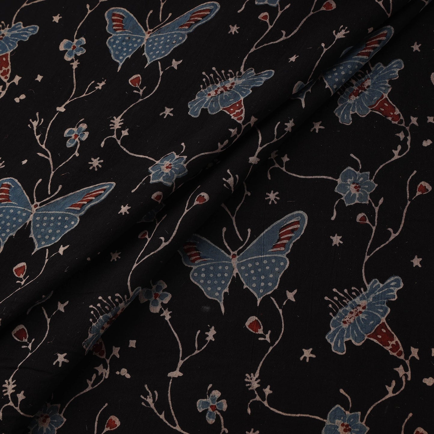Natural dyed pure mul cotton hand block ajrakh print fabric
