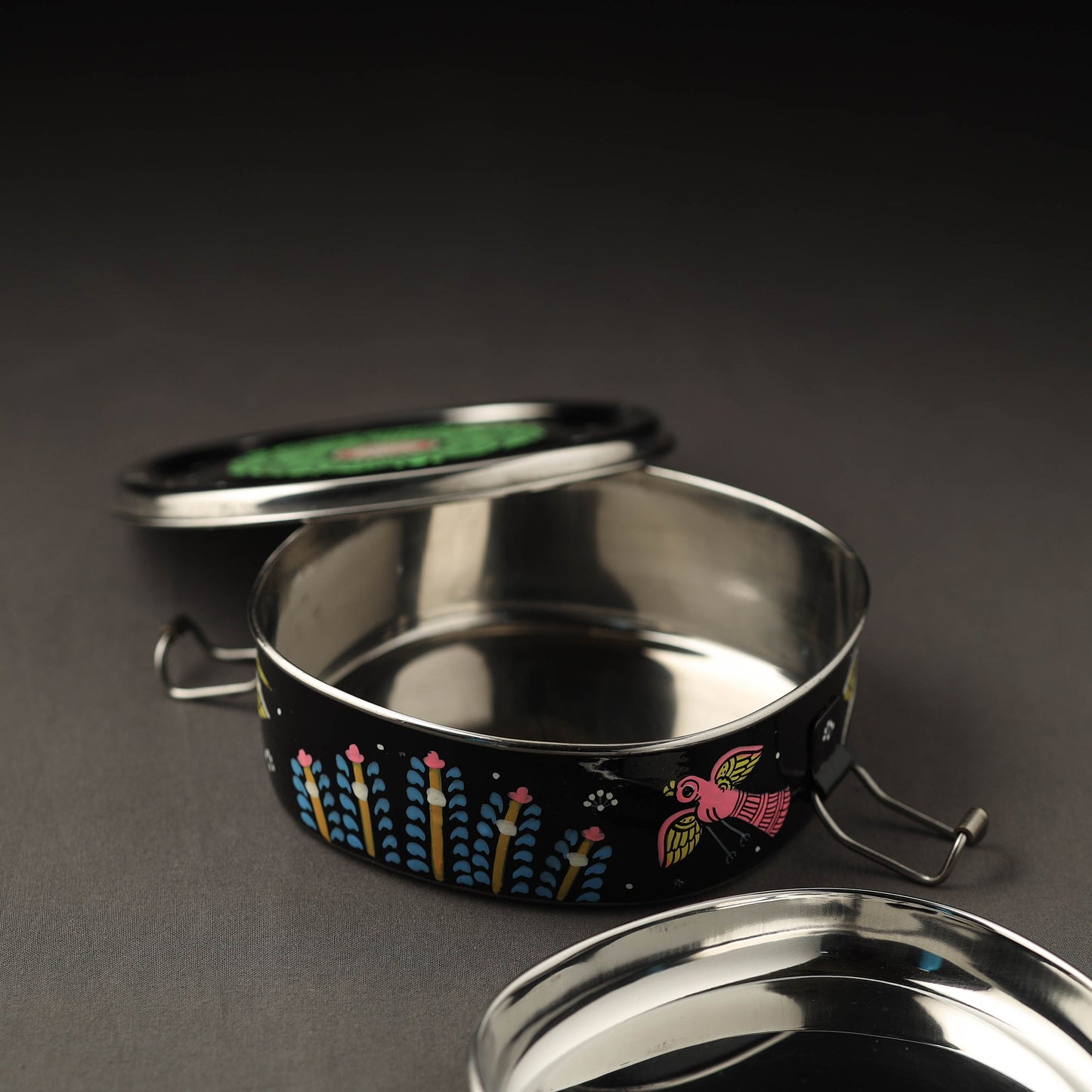 Odisha Pattachitra Handpainted Stainless Steel Chakra Lunch Box (6 x 6 in) Online at iTokri.com