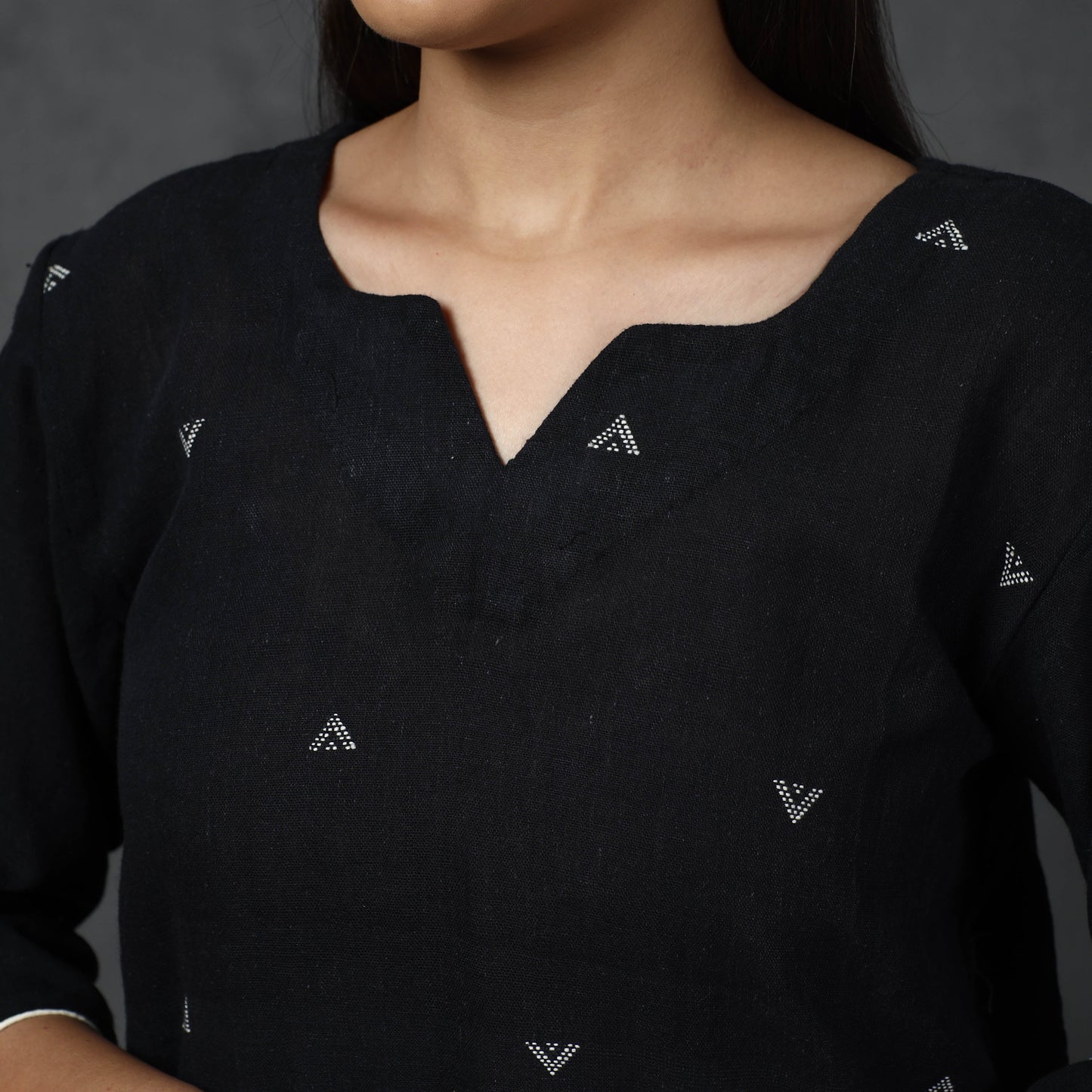 Buy Organic Kala Cotton Handloom Buti Long Kurta for Women