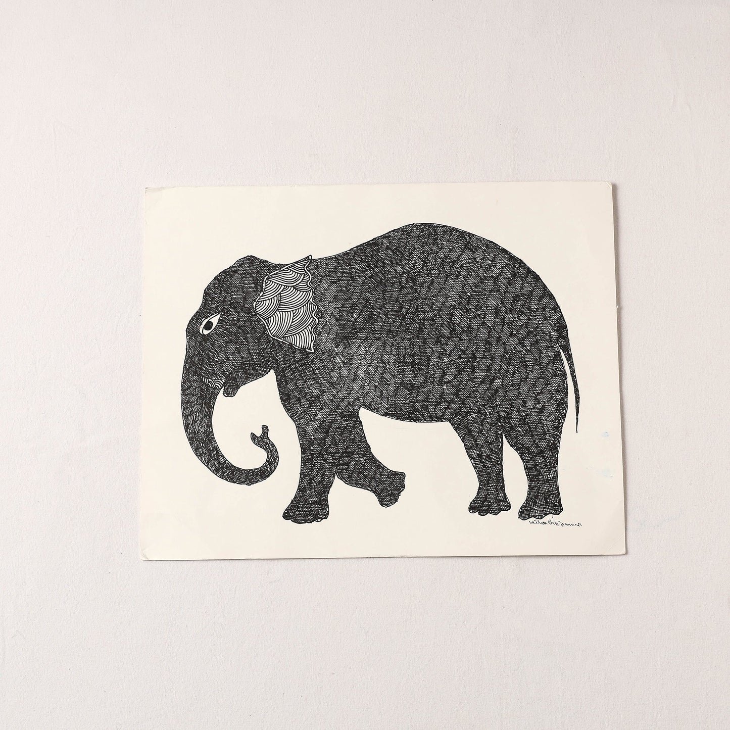 Original Gond Folk Art Painting by Gariba Singh Tekam