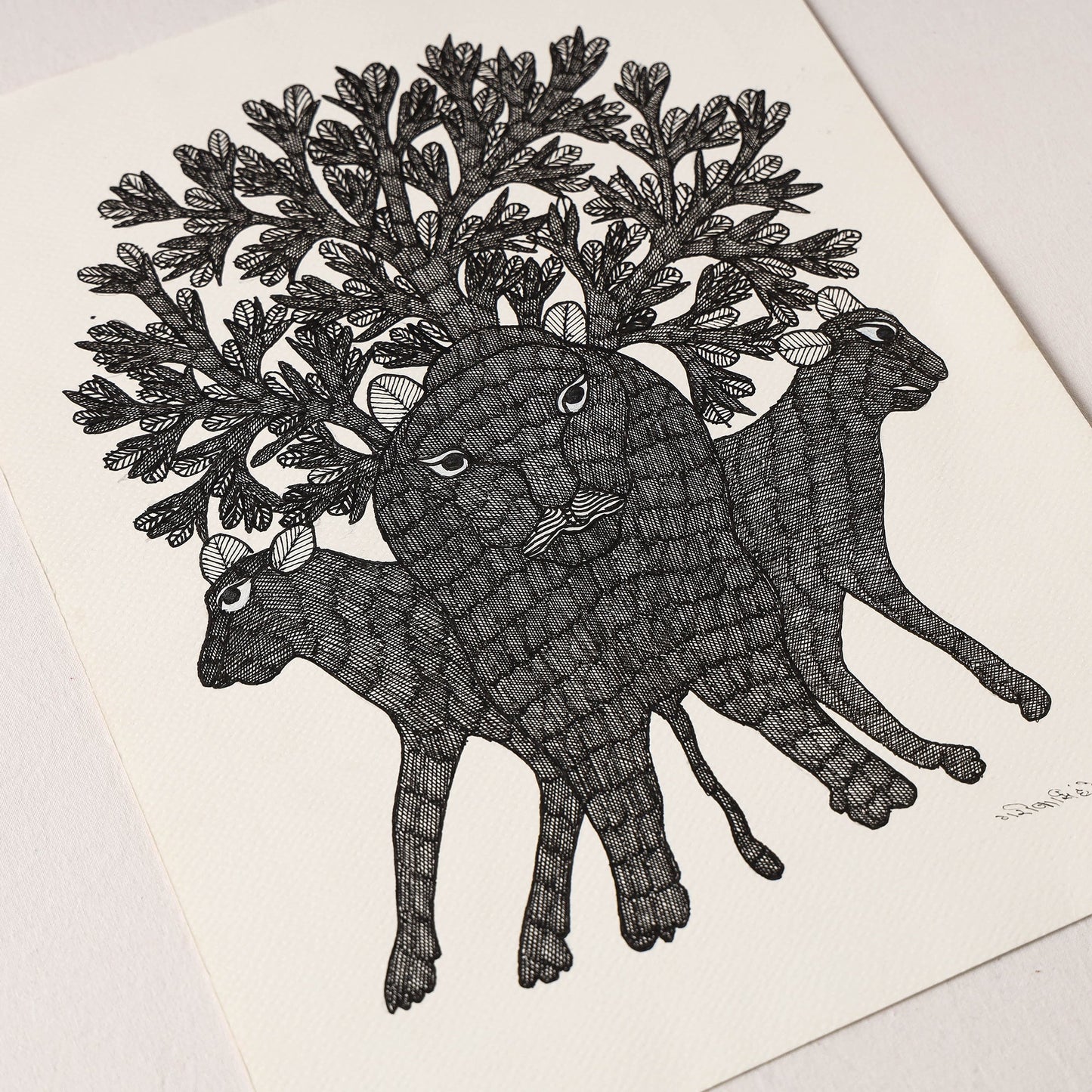 Original Gond Folk Art Painting by Gariba Singh Tekam