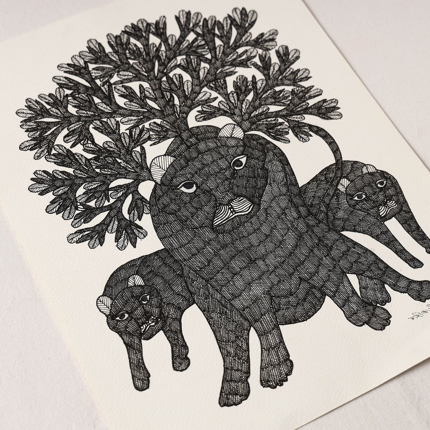 Original Gond Folk Art Painting by Gariba Singh Tekam