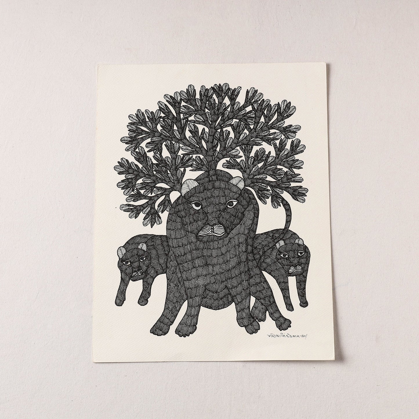 Original Gond Folk Art Painting by Gariba Singh Tekam