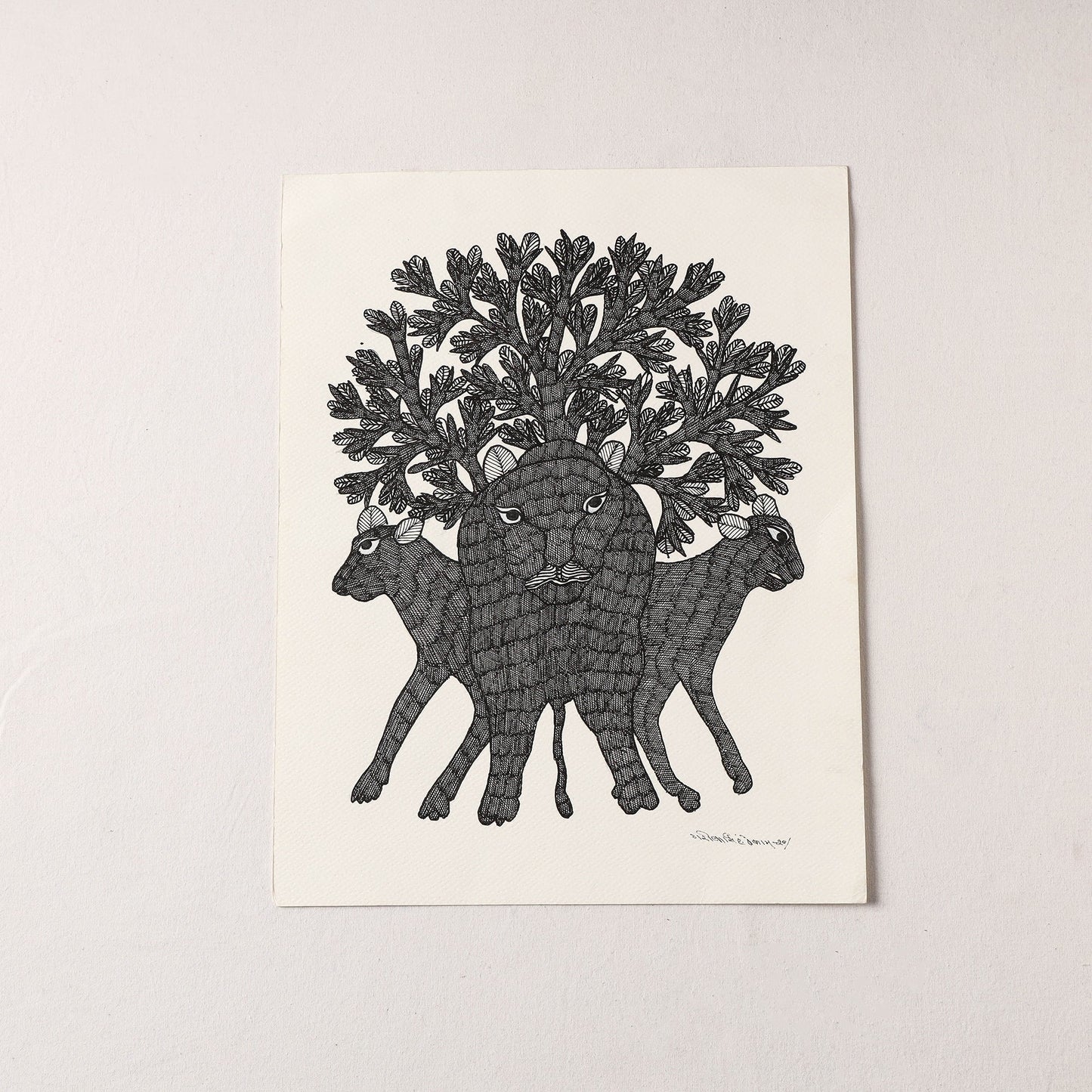 Original Gond Folk Art Painting by Gariba Singh Tekam