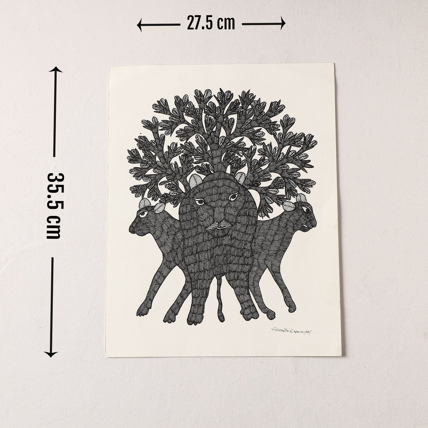 Original Gond Folk Art Painting by Gariba Singh Tekam