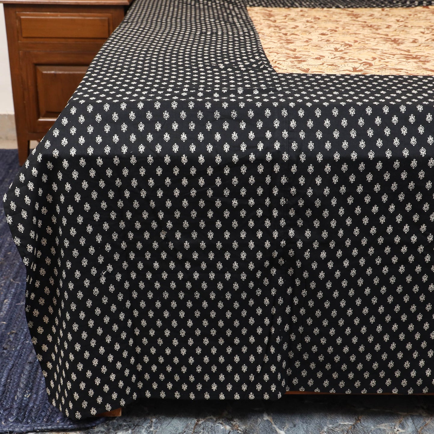Patchwork hand double sanganeri bedsheet set (108 x 90 in)