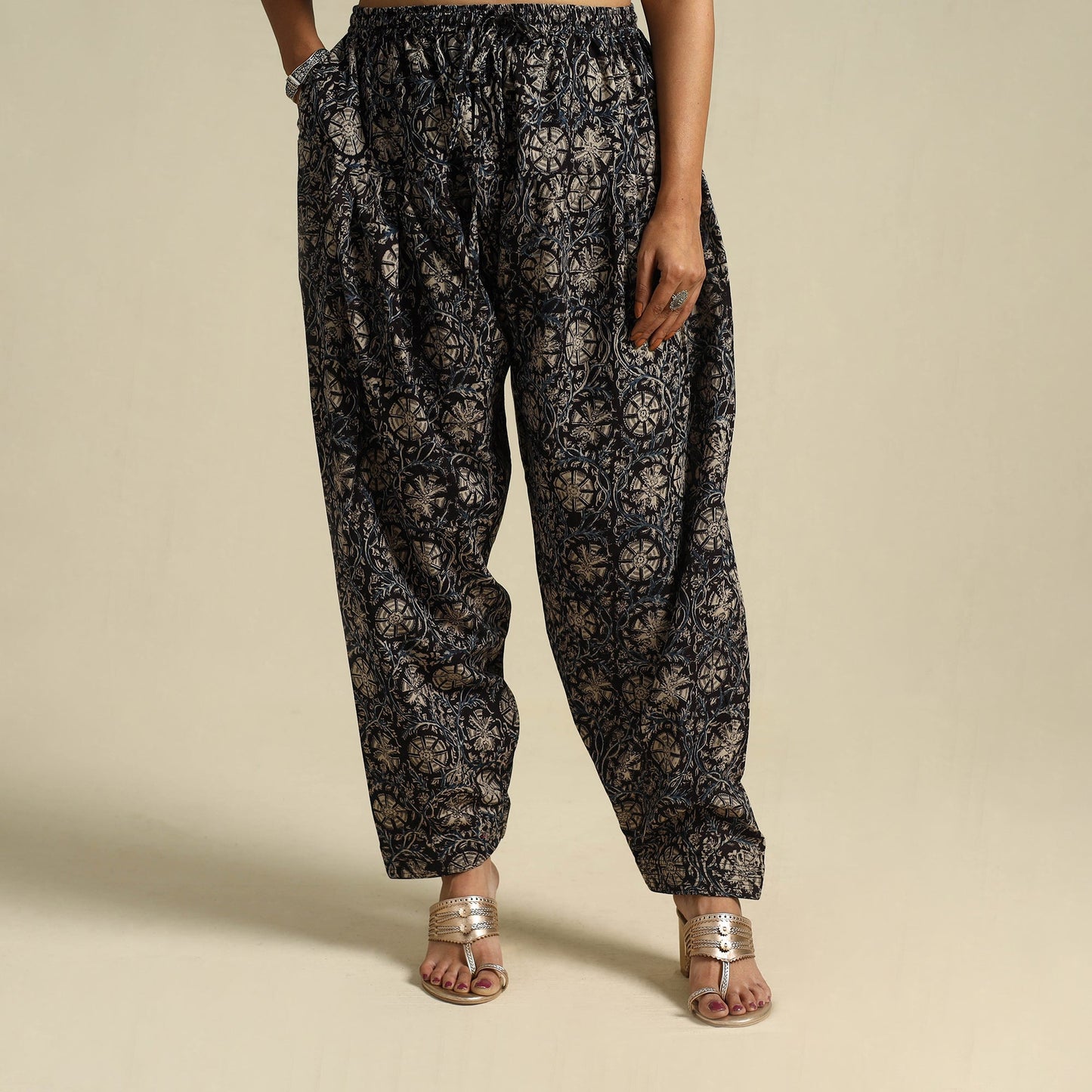Black Pedana Block Print Cotton Kalamkari Salwar