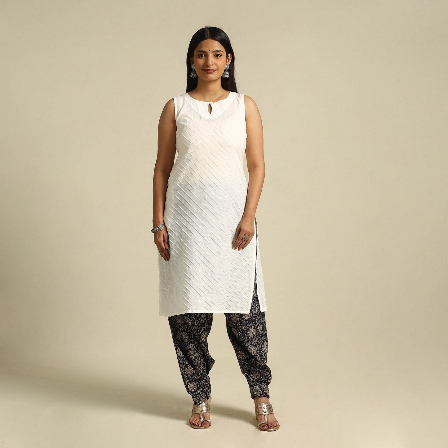 Black Pedana Block Print Cotton Kalamkari Salwar