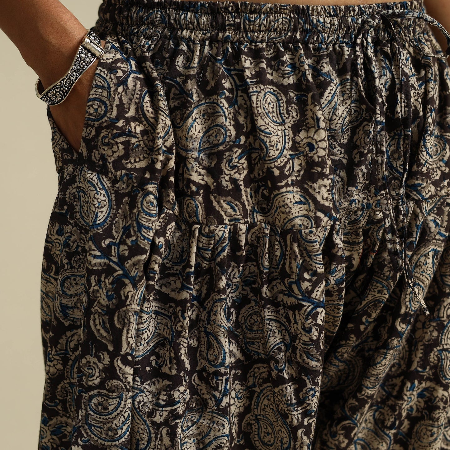 Black Pedana Block Print Cotton Kalamkari Salwar
