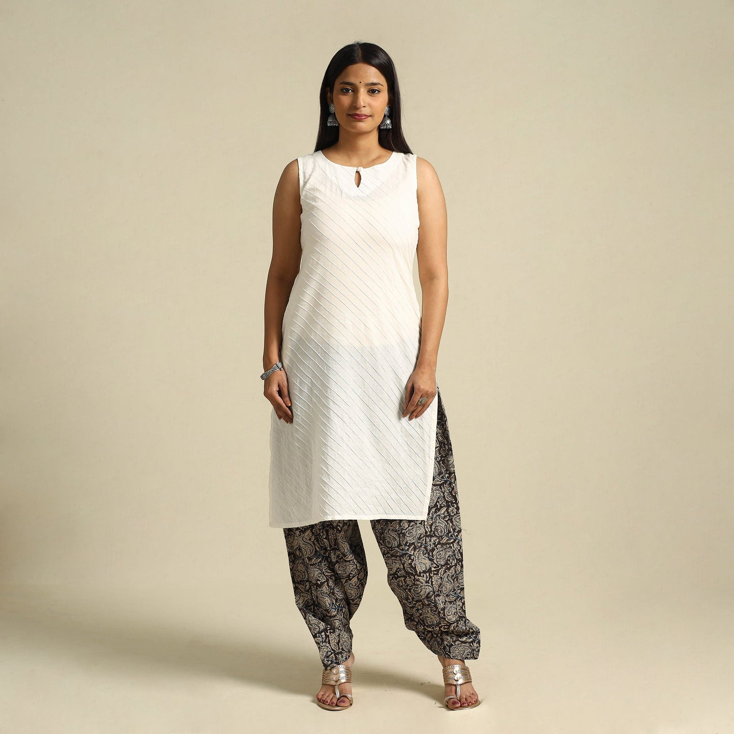 Black Pedana Block Print Cotton Kalamkari Salwar