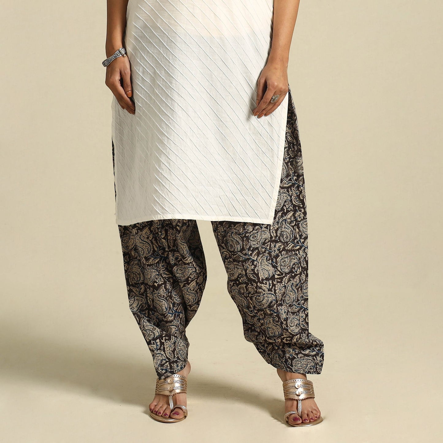 Black Pedana Block Print Cotton Kalamkari Salwar