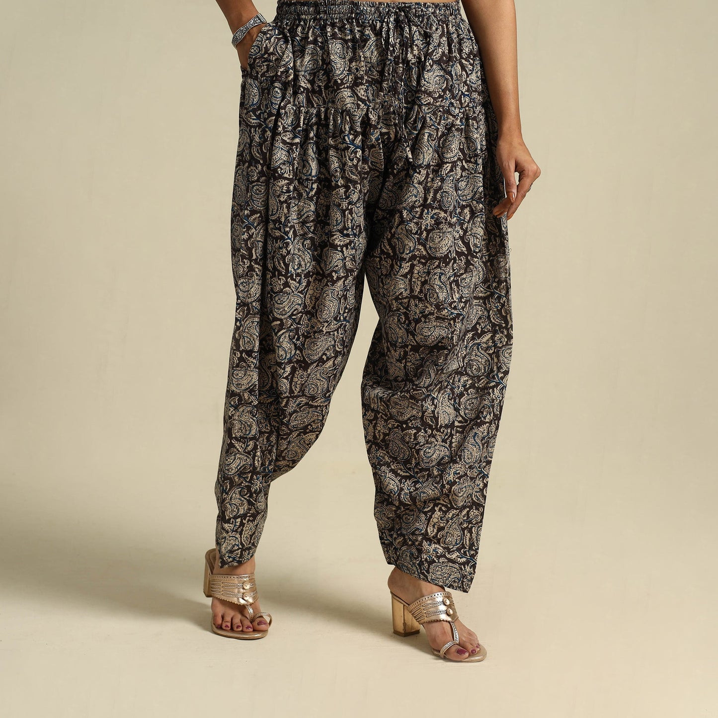 Black Pedana Block Print Cotton Kalamkari Salwar