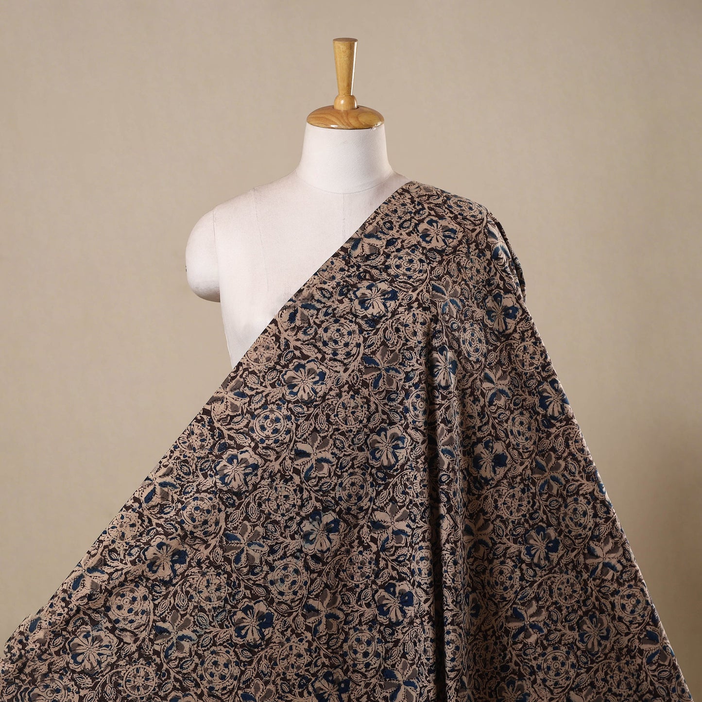 Black - pedana natural dyed cotton kalamkari fabric 07