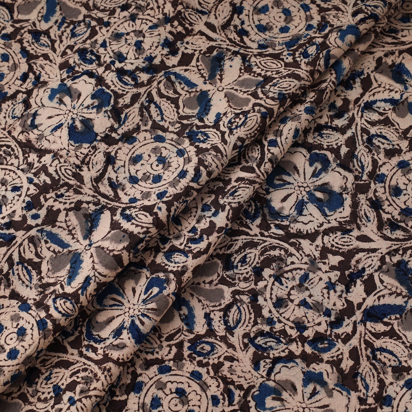 Black - pedana natural dyed cotton kalamkari fabric 07