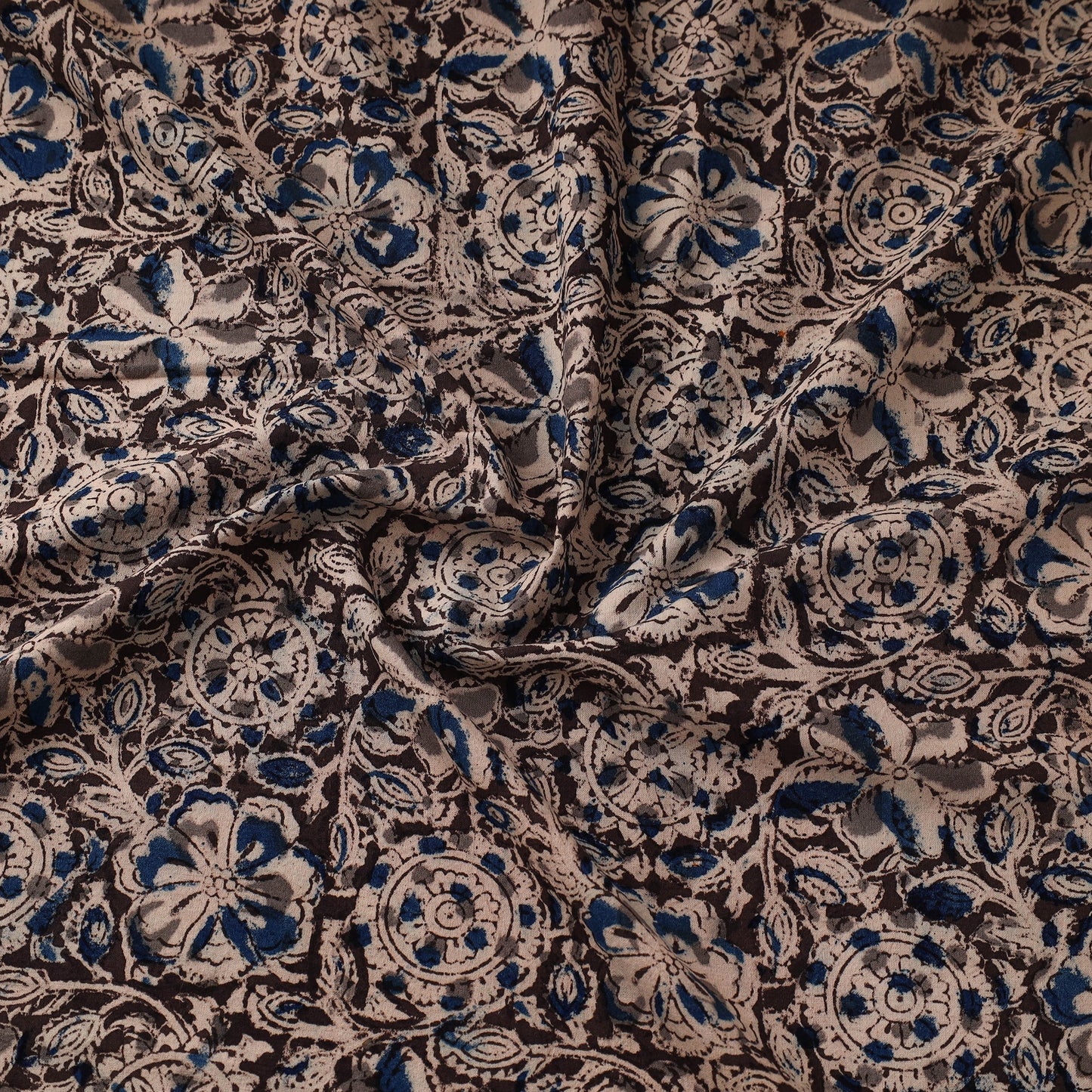 Black - pedana natural dyed cotton kalamkari fabric 07