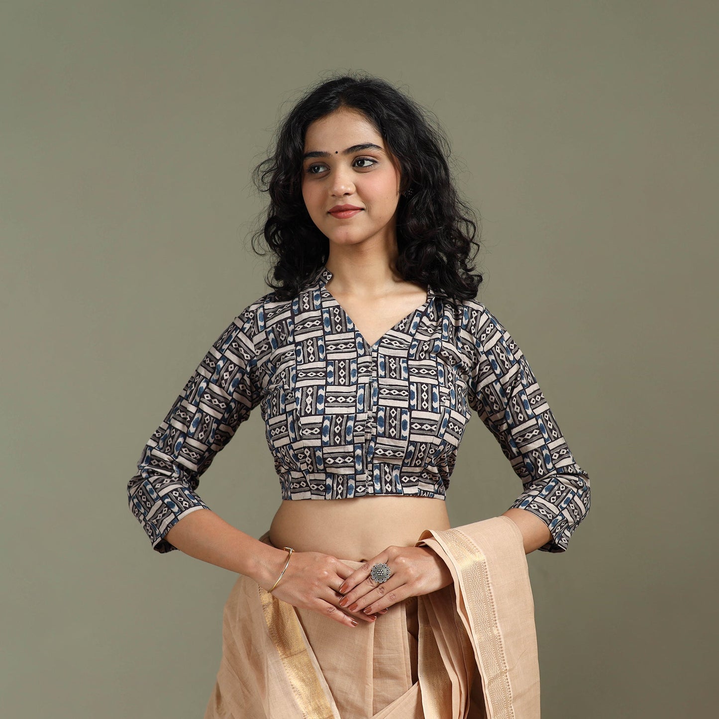 Black - pedana hand block print cotton natural dyed