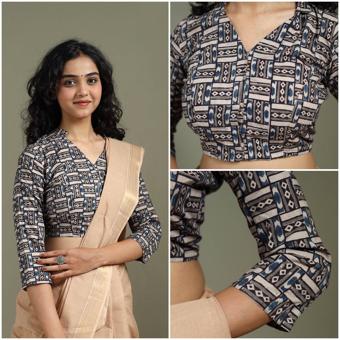 Black - pedana hand block print cotton natural dyed