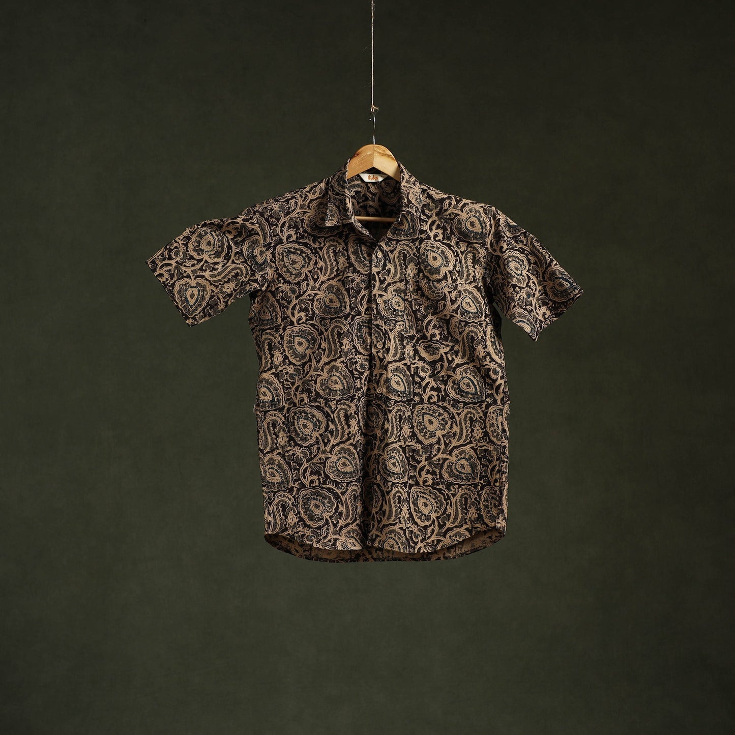 Pedana hand block print natural dyed cotton half sleeve men