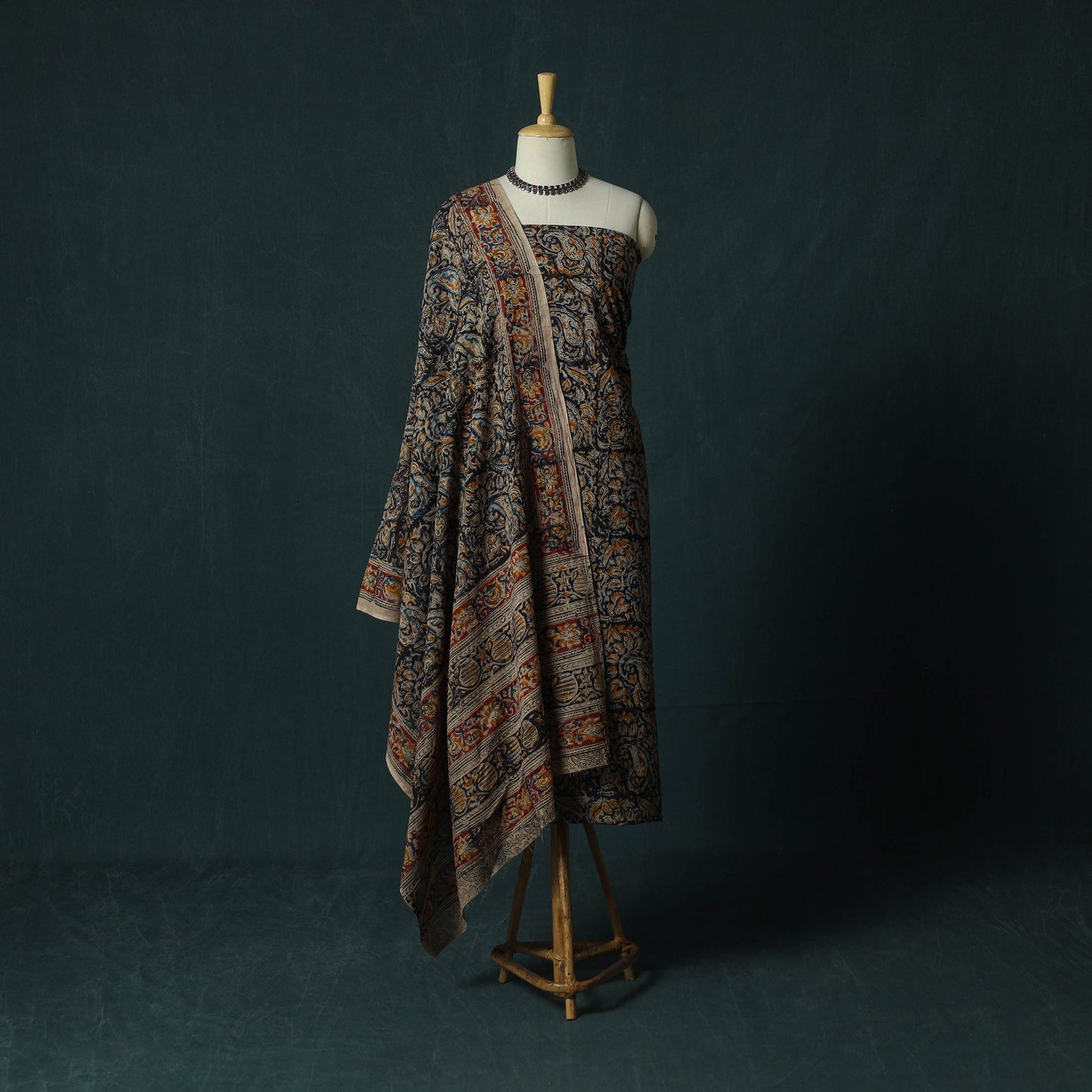 Pedana hand block print natural dyed cotton kalamkari 2pc
