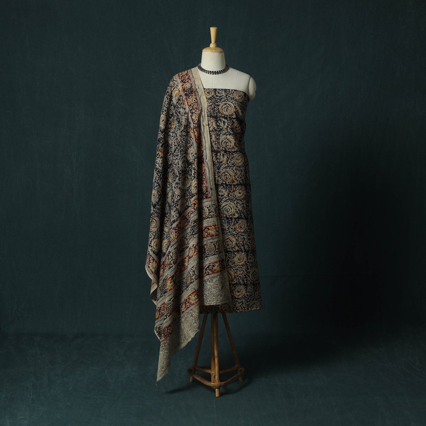 Pedana hand block print natural dyed cotton kalamkari 2pc