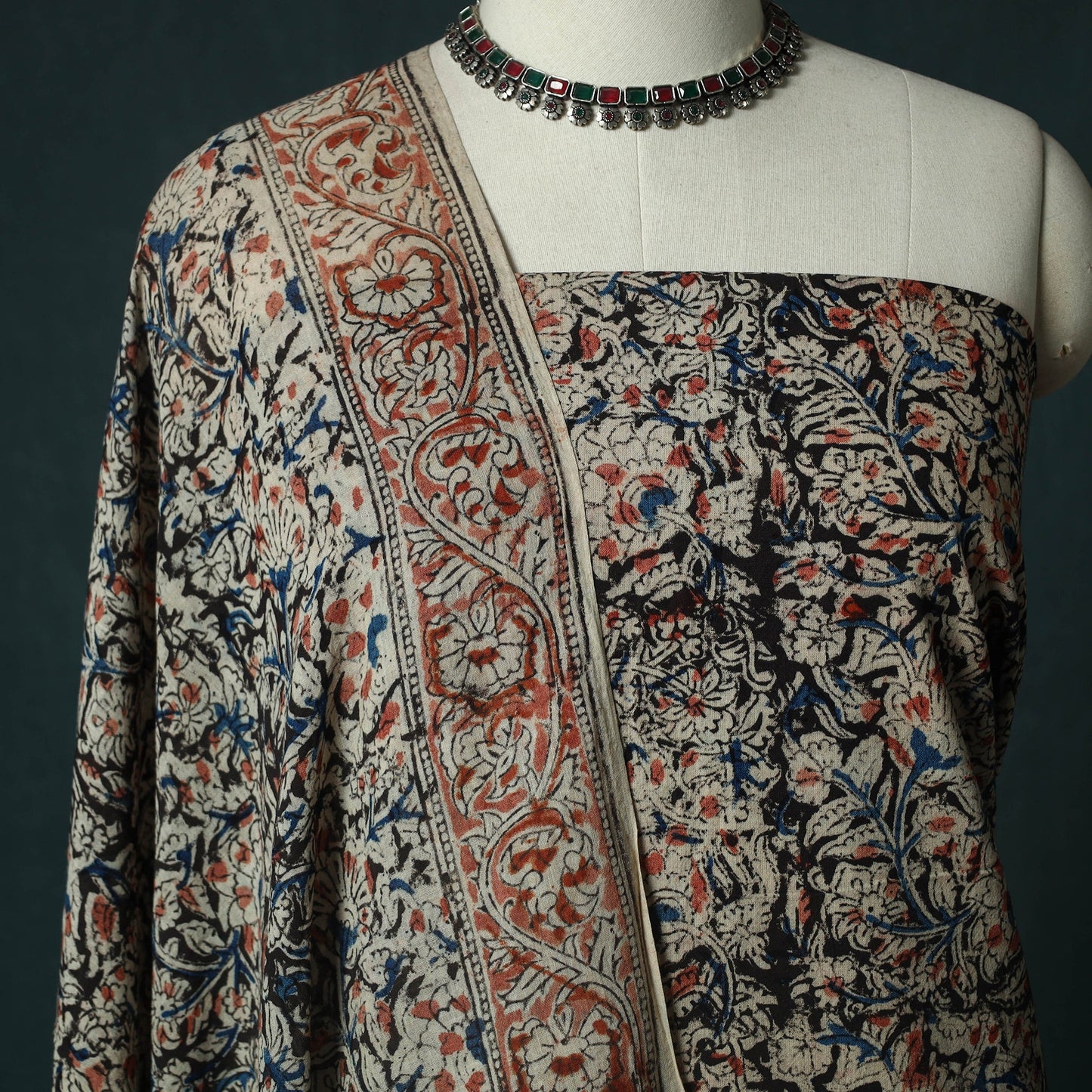 Pedana hand block print natural dyed cotton kalamkari 2pc