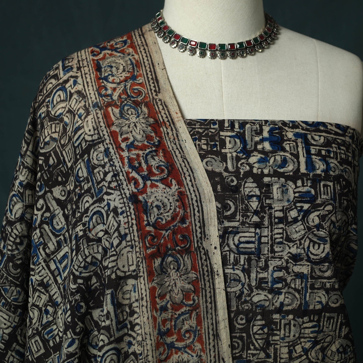 Pedana hand block print natural dyed cotton kalamkari 2pc