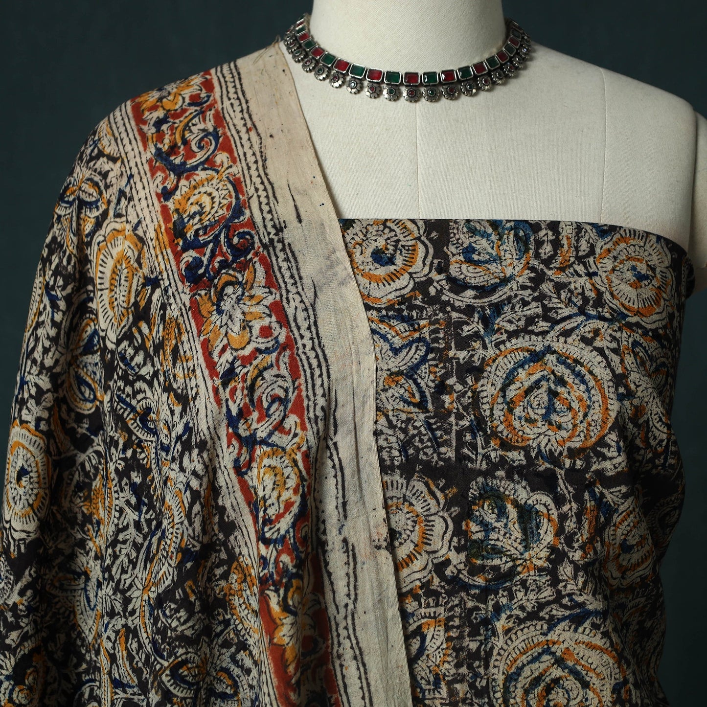 Pedana hand block print natural dyed cotton kalamkari 2pc