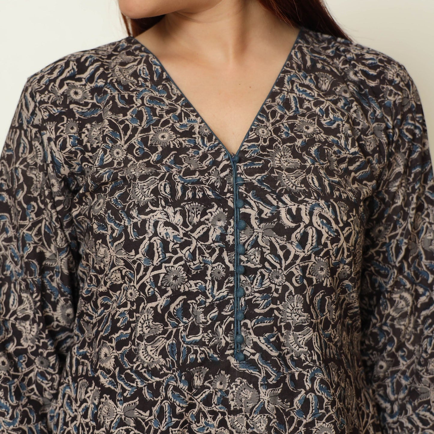 Pedana Kalamkari Block Printed Cotton Kurta with Palazzo & Dupatta Set 11 Online at iTokri.com
