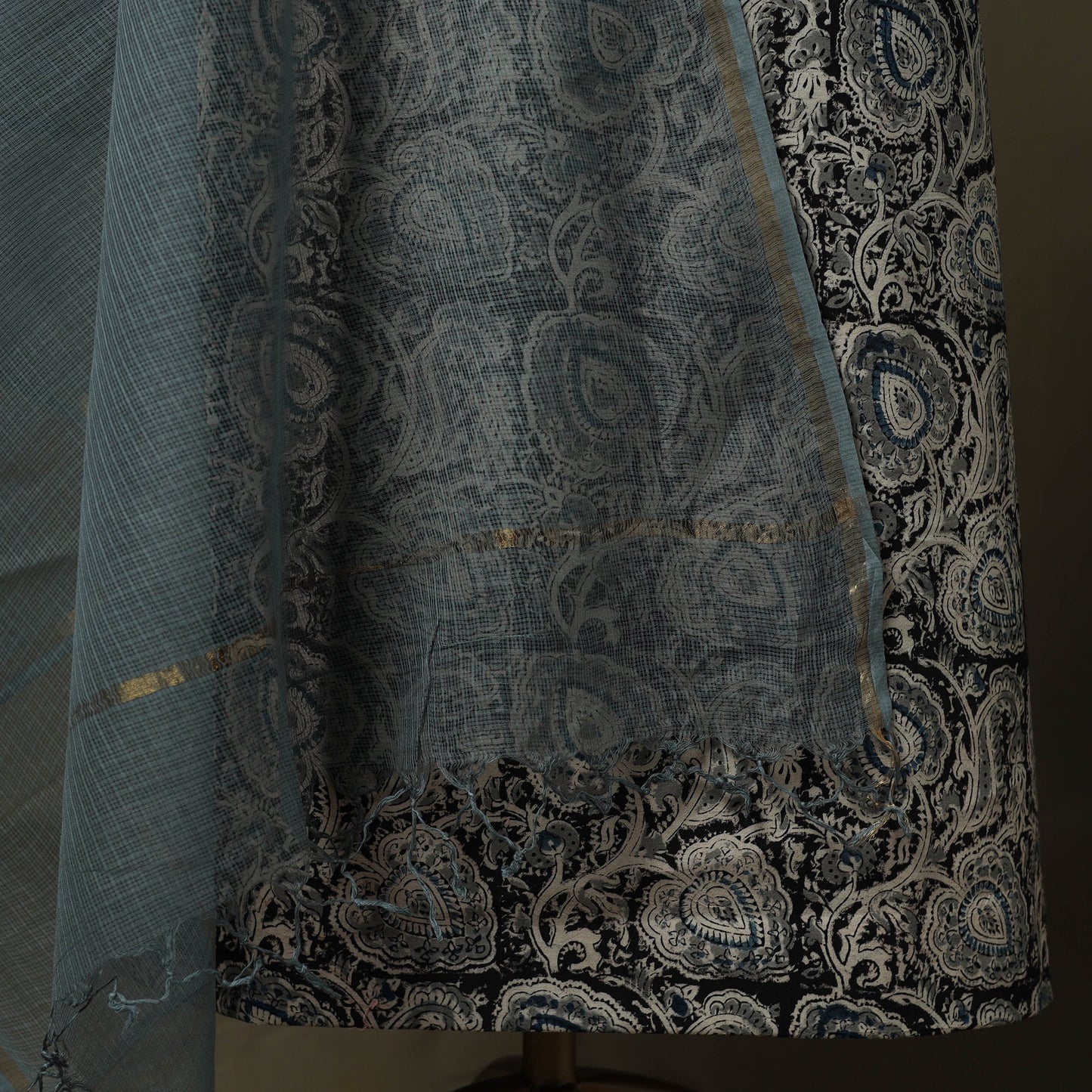 Pedana kalamkari hand block print natural dyed cotton 2pc