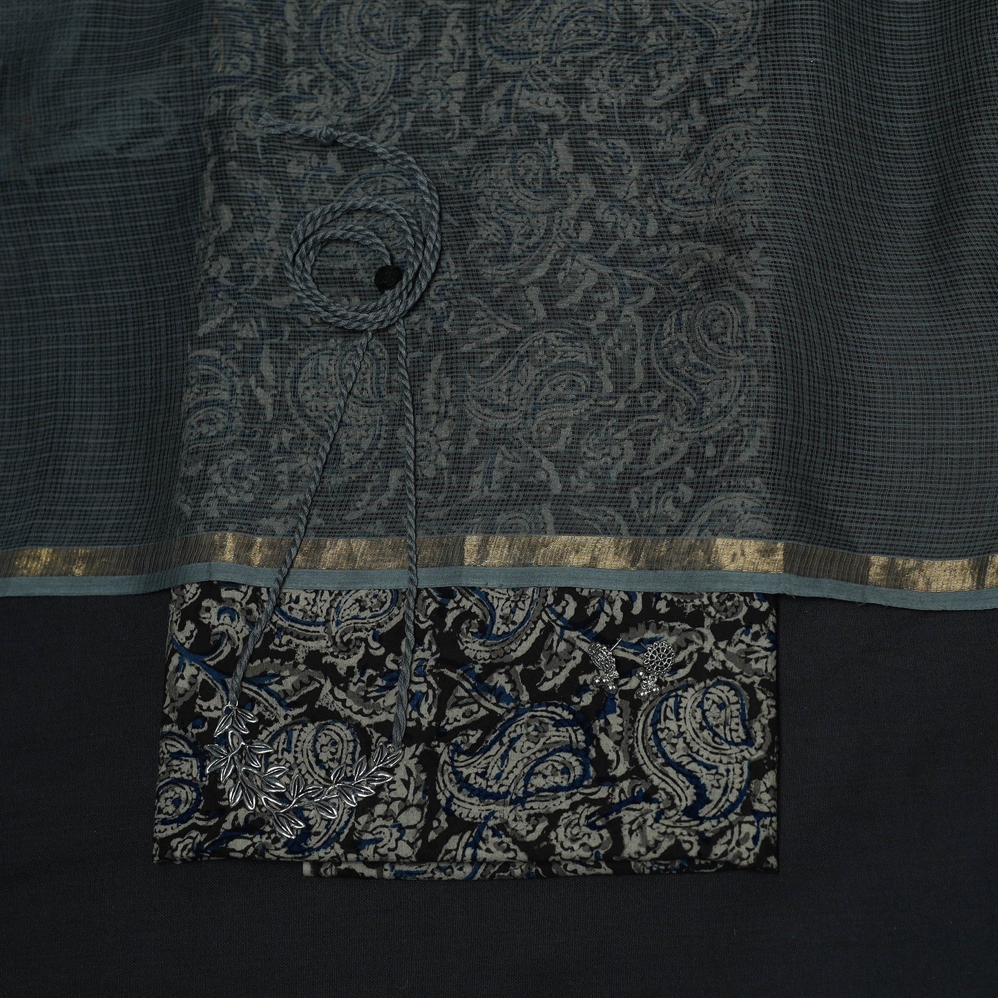 Pedana kalamkari hand block print natural dyed cotton 2pc
