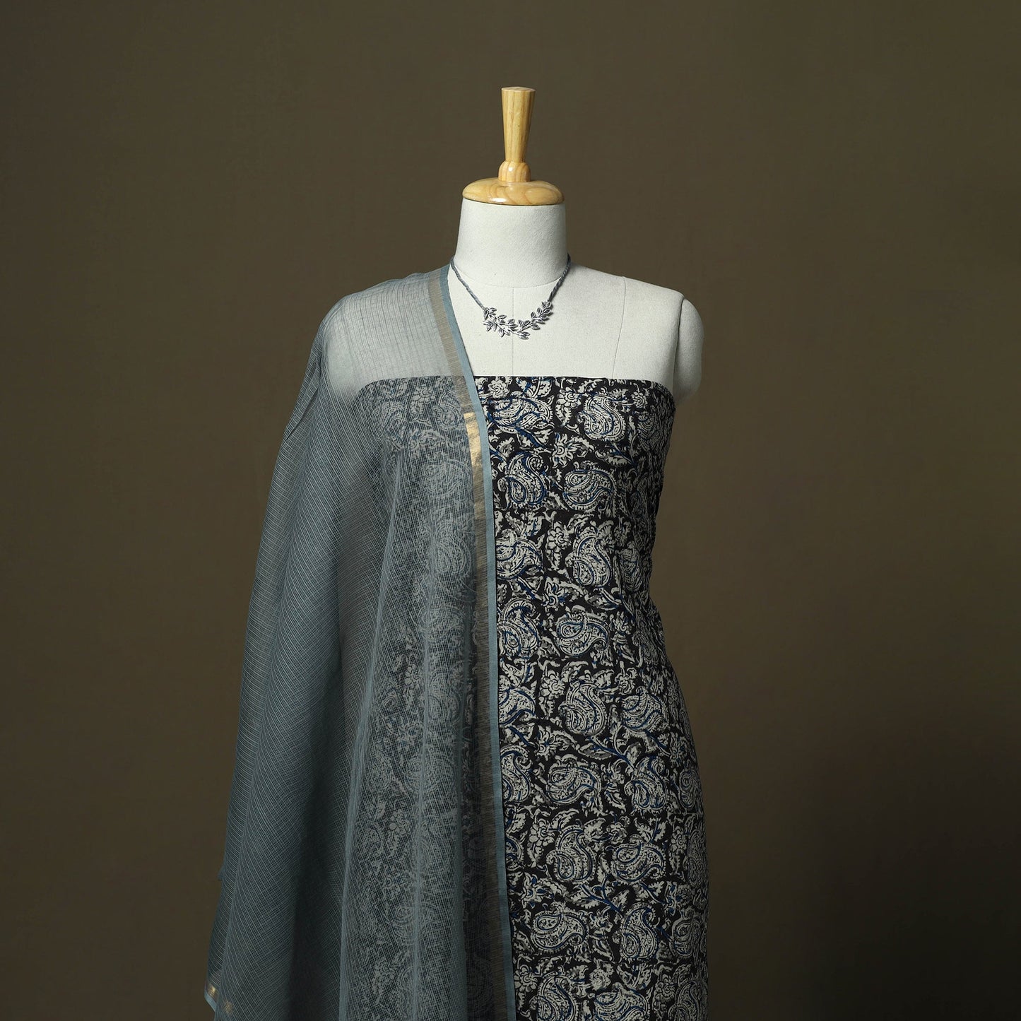Pedana kalamkari hand block print natural dyed cotton 2pc