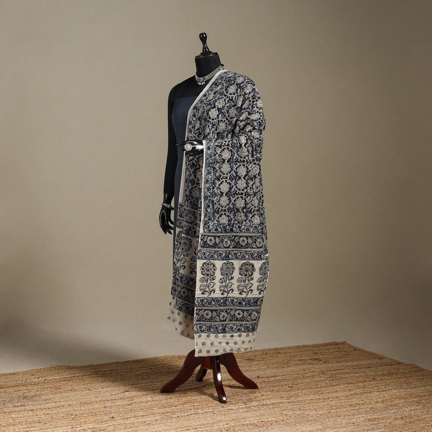 Black - pedana natural dyed cotton kalamkari dupatta 23