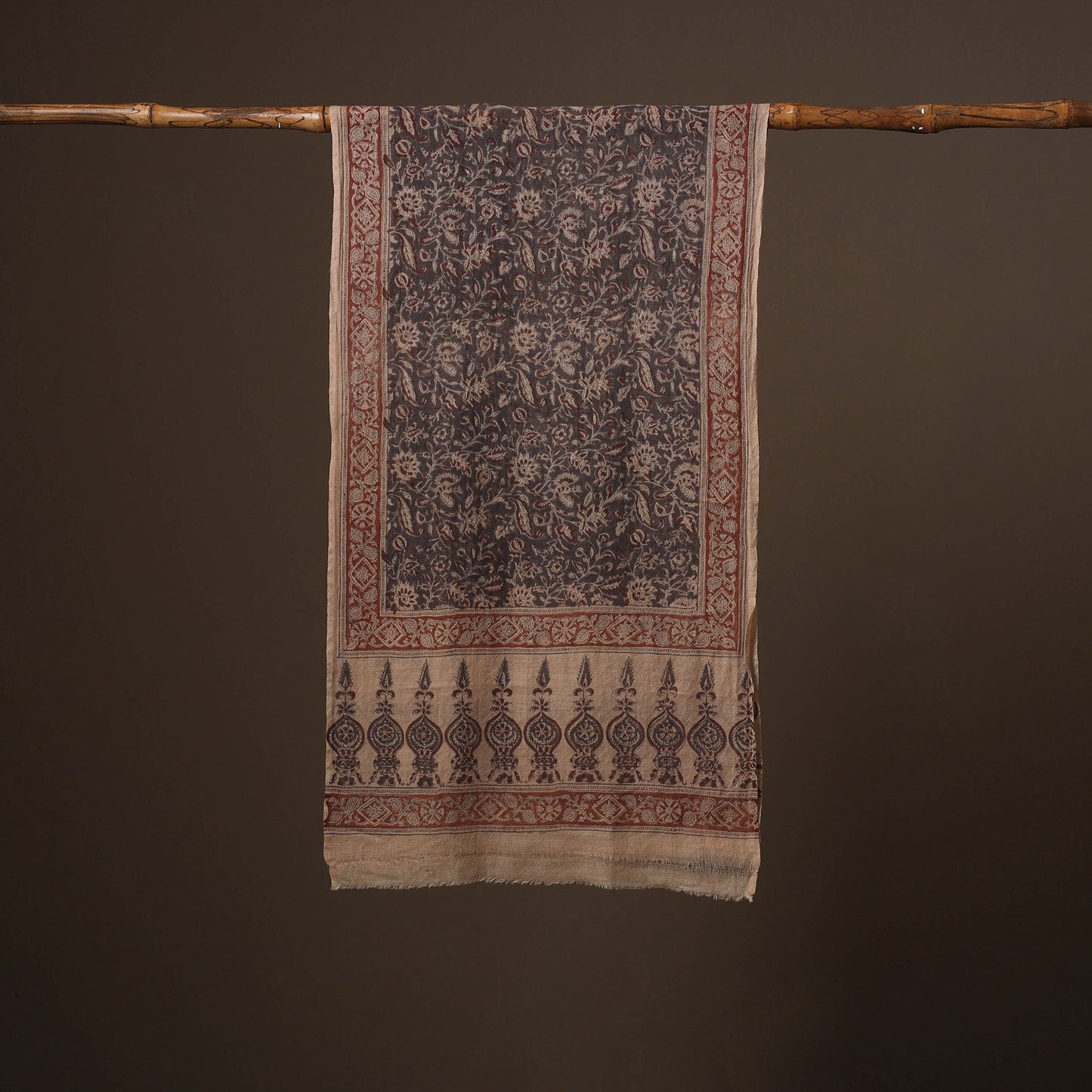 Pedana natural dyed hand wool kalamkari stole 12