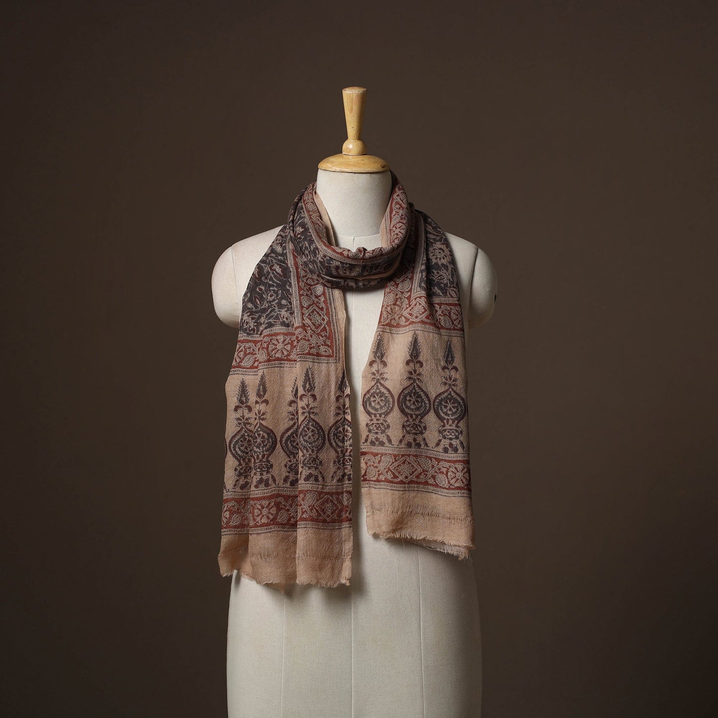 Pedana natural dyed hand wool kalamkari stole 12