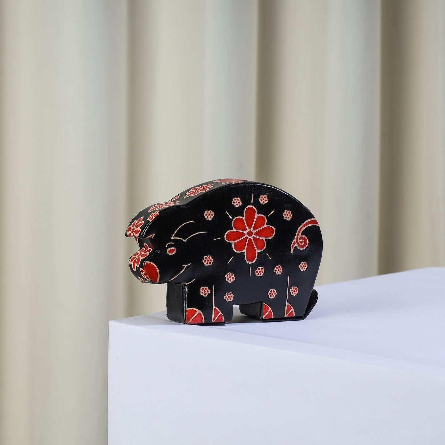 Black Pig Handcrafted Brown Apple Leather Money Bank