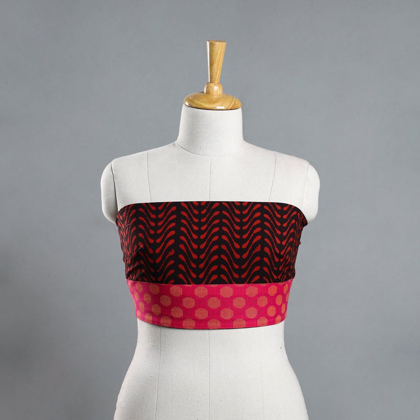 Shop Red Pipad Block Printed Cotton Blouse Piece