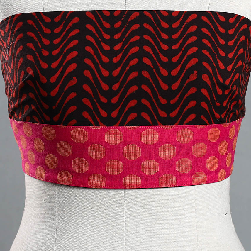 Shop Red Pipad Block Printed Cotton Blouse Piece