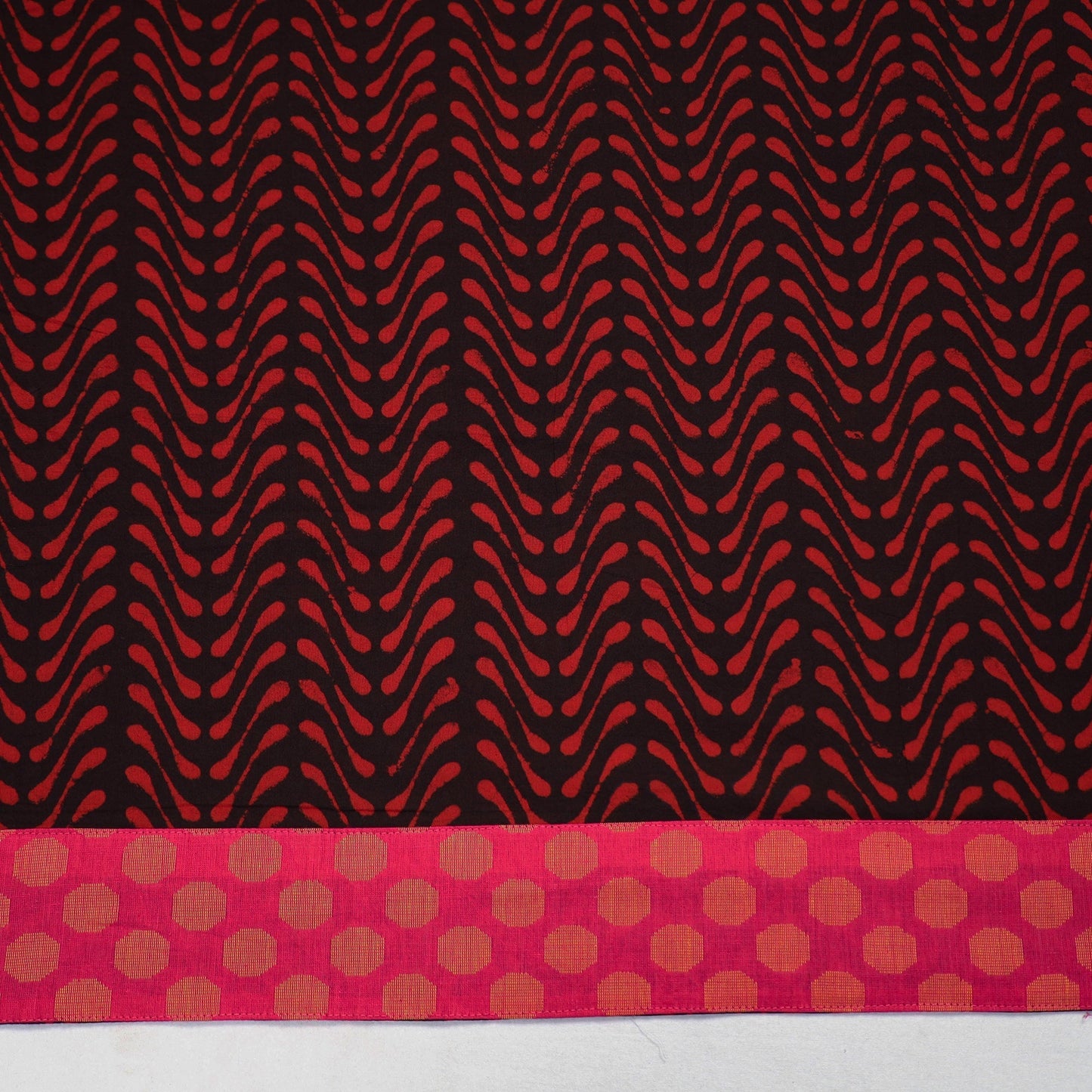 Shop Red Pipad Block Printed Cotton Blouse Piece