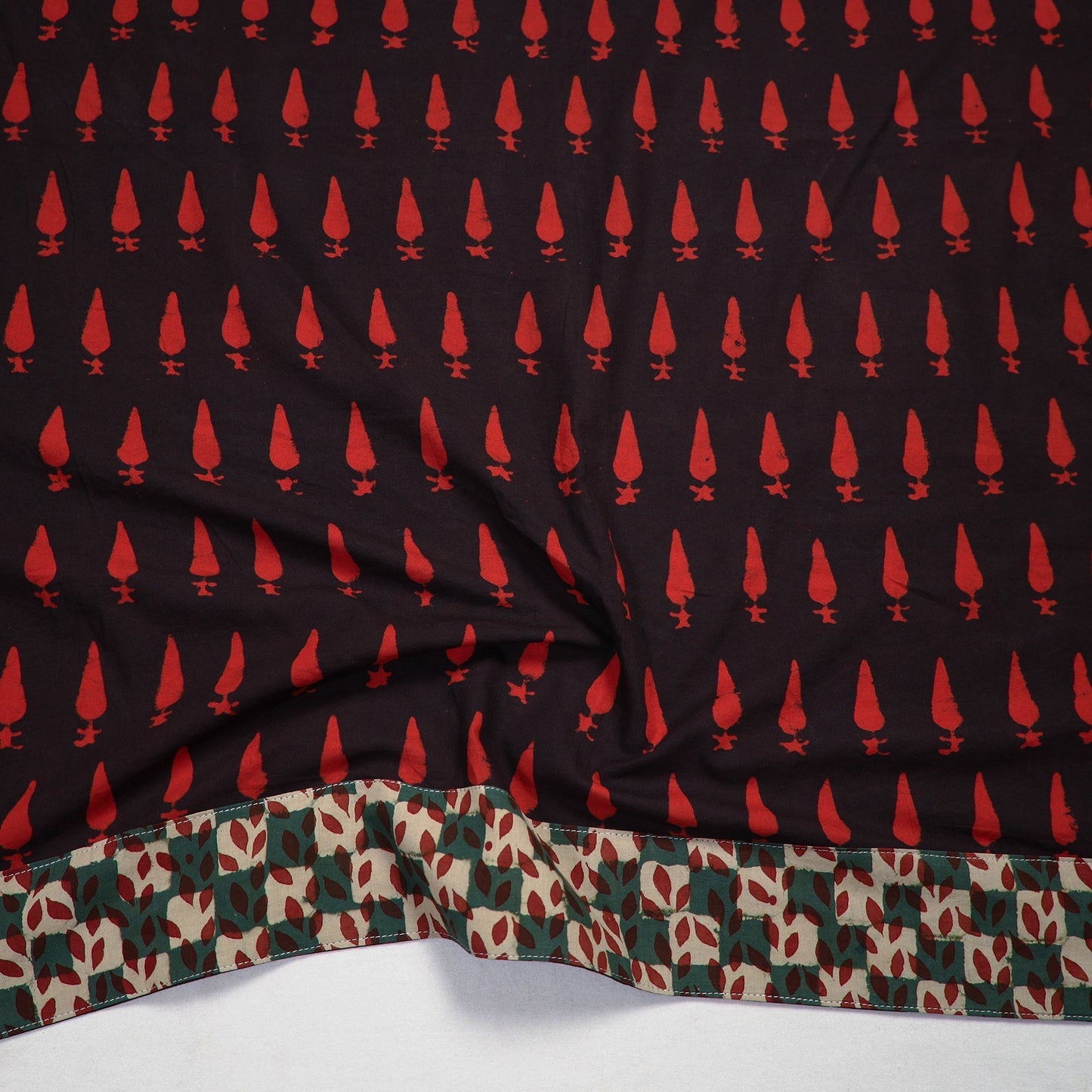Shop Red Pipad Block Printed Cotton Blouse Piece