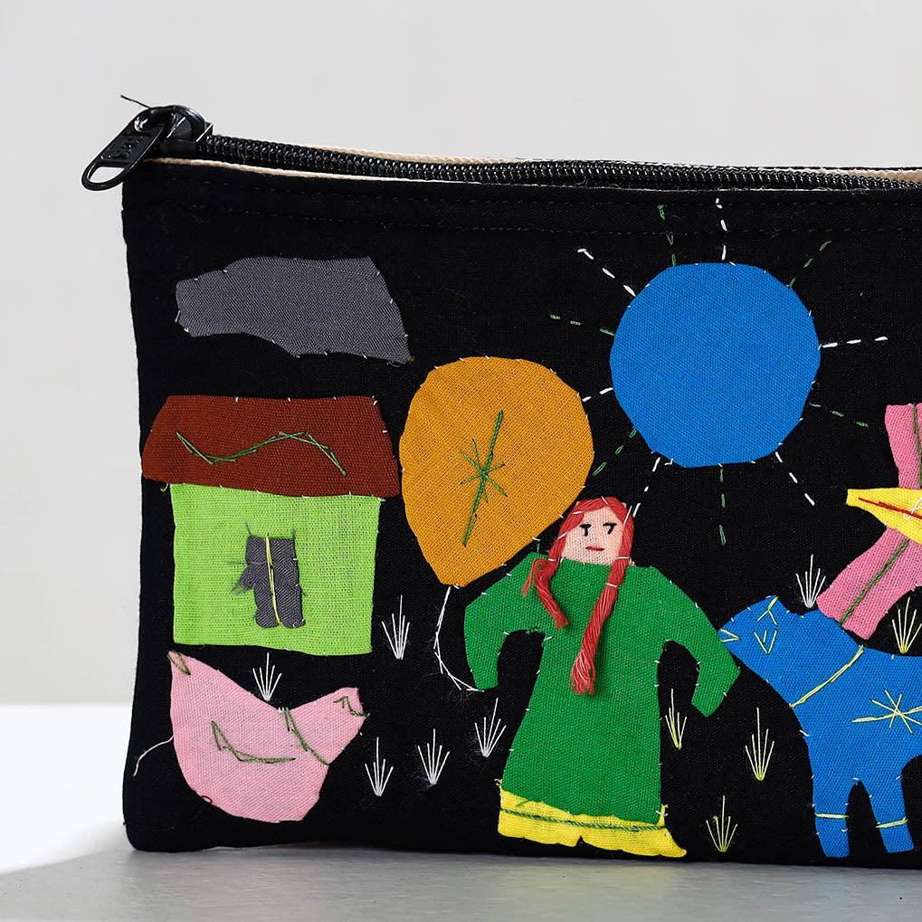 Pipli Applique Work Cotton Cosmetic Pouch
