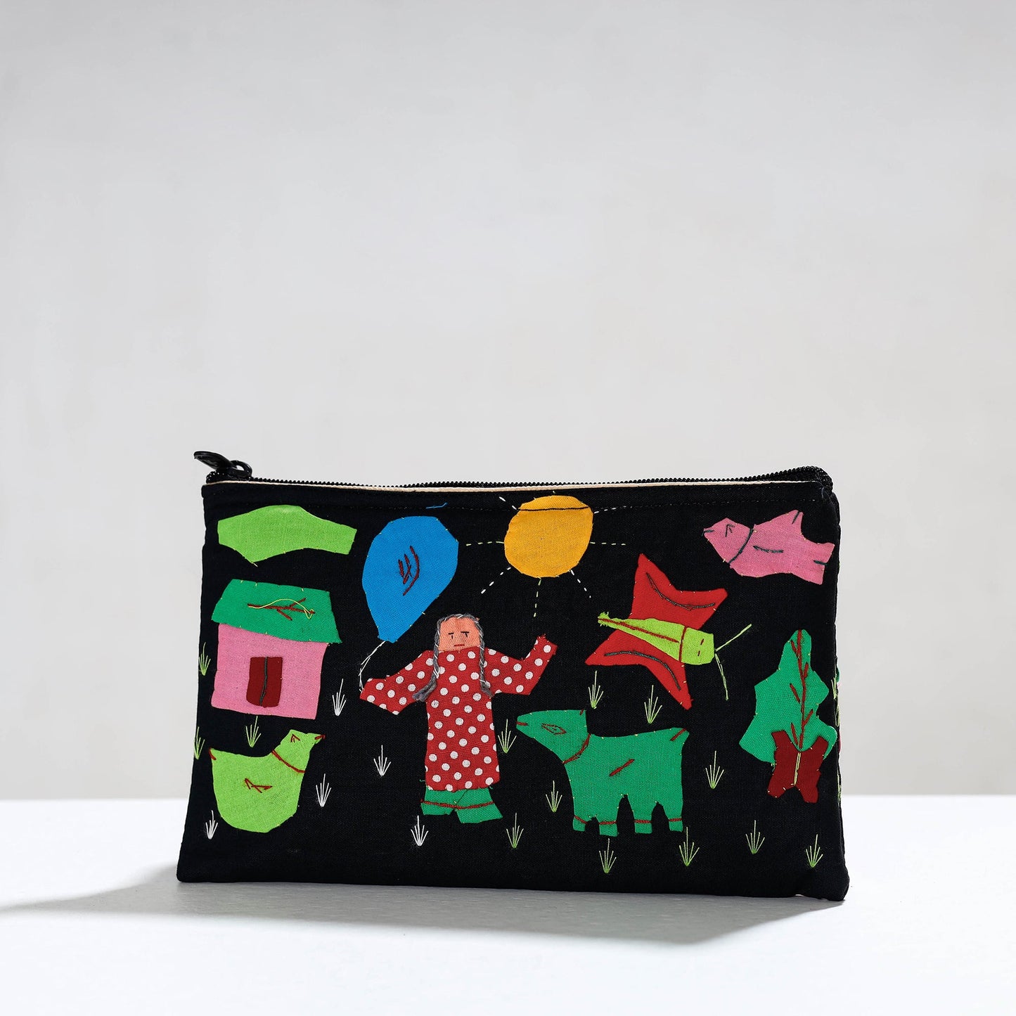 Pipli Applique Work Cotton Cosmetic Pouch