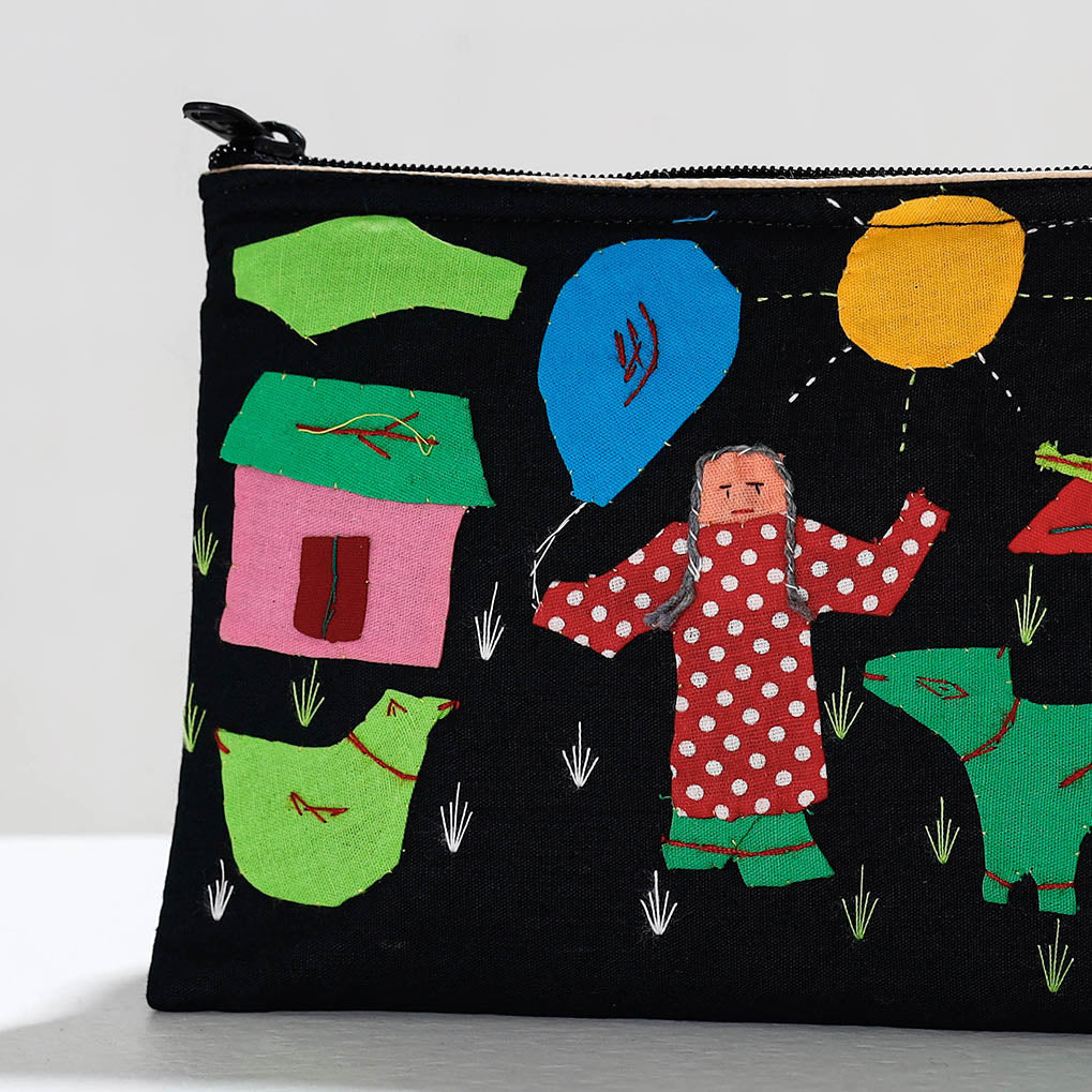 Pipli Applique Work Cotton Cosmetic Pouch