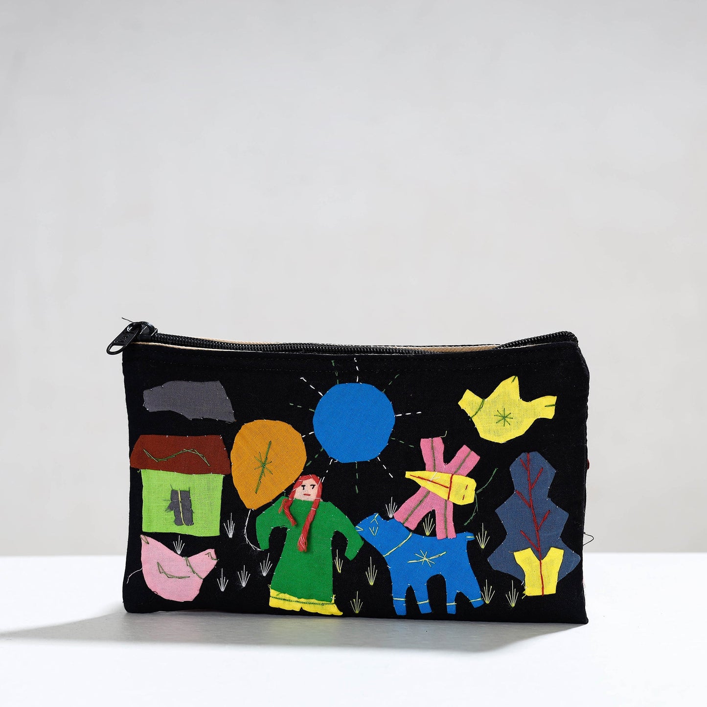 Pipli Applique Work Cotton Cosmetic Pouch