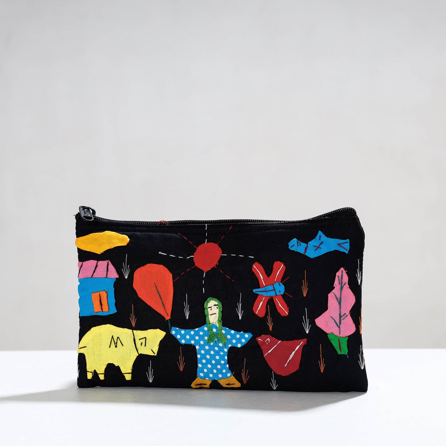 Pipli Applique Work Cotton Cosmetic Pouch